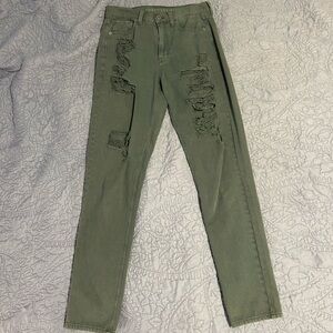Green American Eagle Mom Jeans